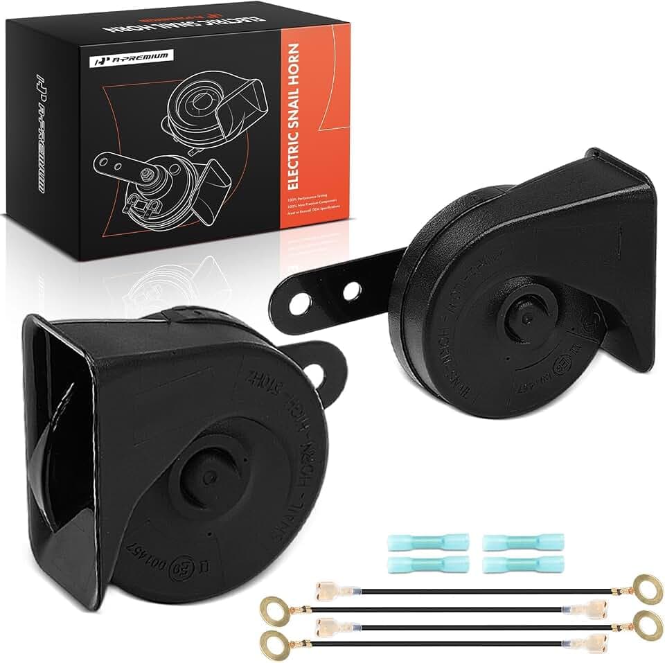 A-Premium Dual Snail Horn High Low Universal Electric Horns - 12V 110dB -