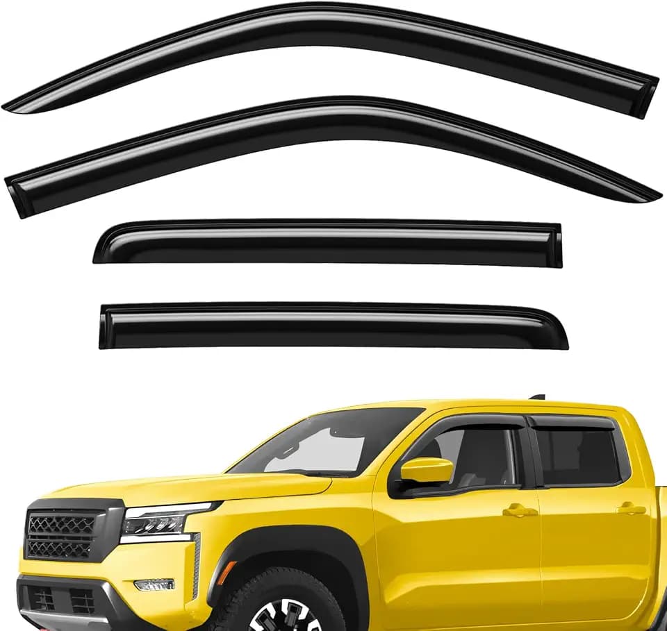 Extra Durable Window Deflectors Tape-On Window Visors Rain Guards Fit for Nissan Frontier 2022-2026 Crew Cab, Sun Visors, Wind Vent for Shades, Exterior Car Accessories - 4pcs. AG0663