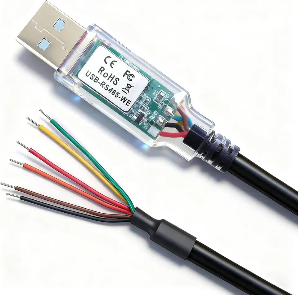USB to RS485-WE Serial Cable, RS485-WE-1800-BT UART Serial Converter Cable,USB-RS485-WE Wire End,FT232 Chipset, 6 Way,1.8m/6ft