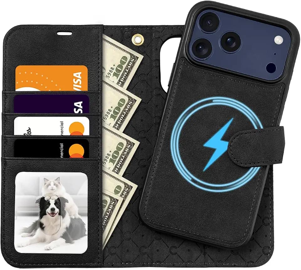 Wallet Case for iPhone 17 Pro Max Compatible with MagSafe, Black