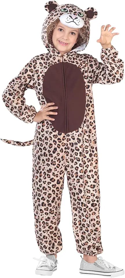 Riethmüller Kinder Kostüm Fleece Leopard Onesie - Karneval Kostüm & Faschingskostüm für Jungen & Mädchen - Verkleidung & Kinderkostüm