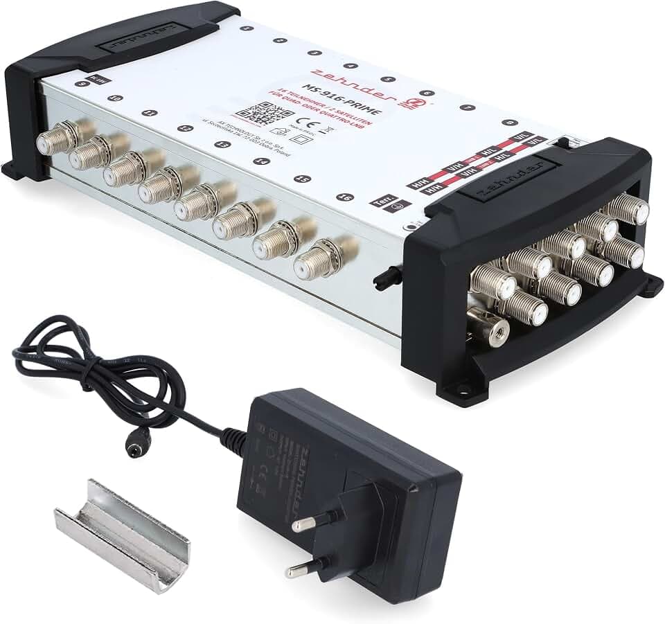 [ Test SEHR GUT *] ZEHNDER 9/16 Multischalter für Quattro & Quad LNB, Multiswitch für 2 Satelliten & 16 Teilnehmer (TV, Sat Receiver), 4K Digital Matrix Sat Verteiler, Schüssel Spiegel Antenne