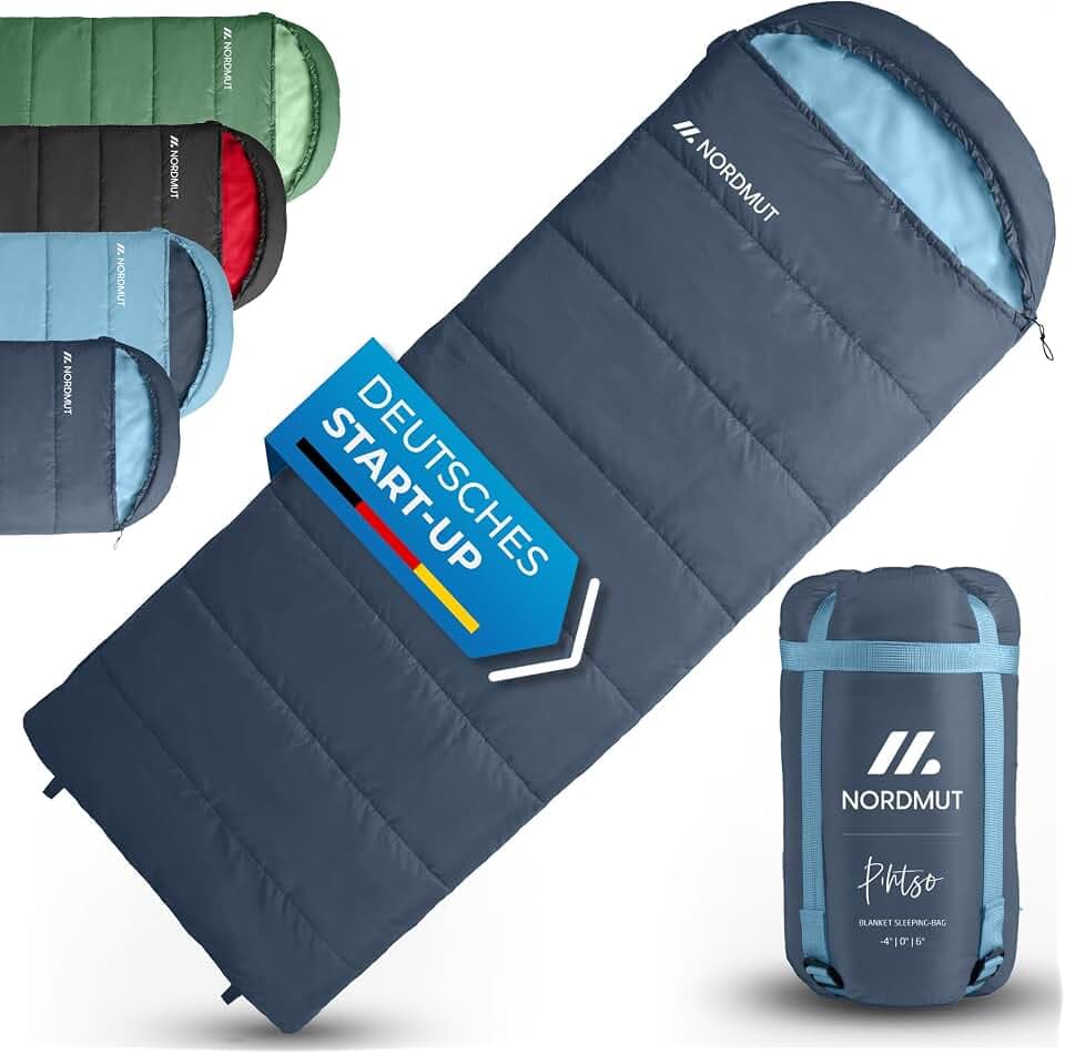 NORDMUT® Deckenschlafsack Erwachsene mit Zwei-Wege YKK-Reißverschluss – kleines Packmaß & Ultraleicht 1600g – 3-Jahreszeiten (250 GSM) – Schlafsack für Camping, Outdoor & Festivals