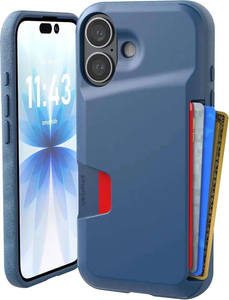 Smartish iPhone 16 Wallet Case with Card Holder, Wallet Slayer Vol 1, Blue