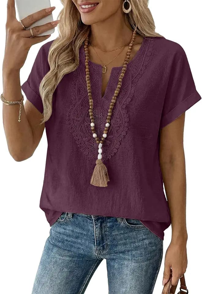 EVALESS Womens Tops Summer Spring 2026 Trendy Going Out Crochet Boho Tops
