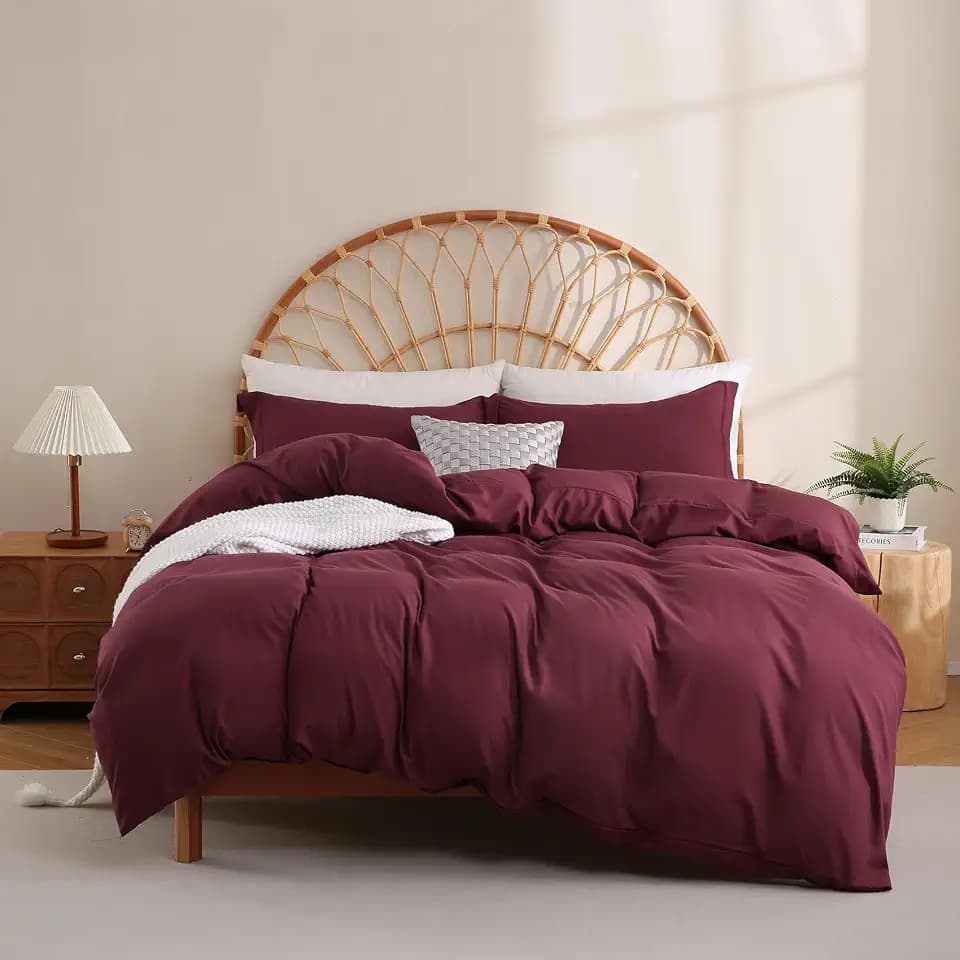 JSD Burgundy Duvet Cover Set King Size