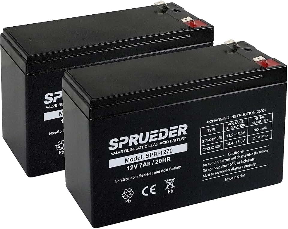 12 Volt 7Ah Rechargeable Sealed Lead Acid(SLA) Battery 2 Pack with F1 Terminal