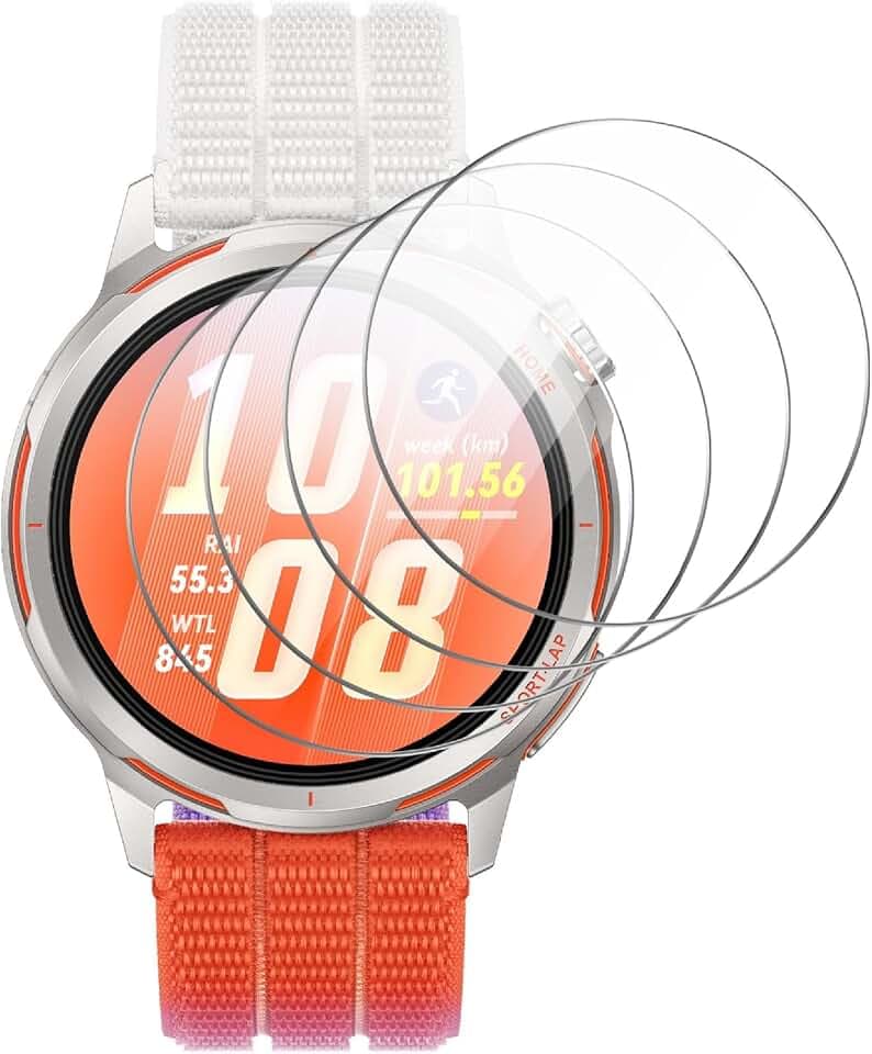 GIOPUEY Schutzfolie für Huawei Watch GT Runner 2, [4 Stück] HD Gehärtetes Glas Ultradünn Folie, [Anti-Kratzer] [Anti-Reflex] - Durchsichtig