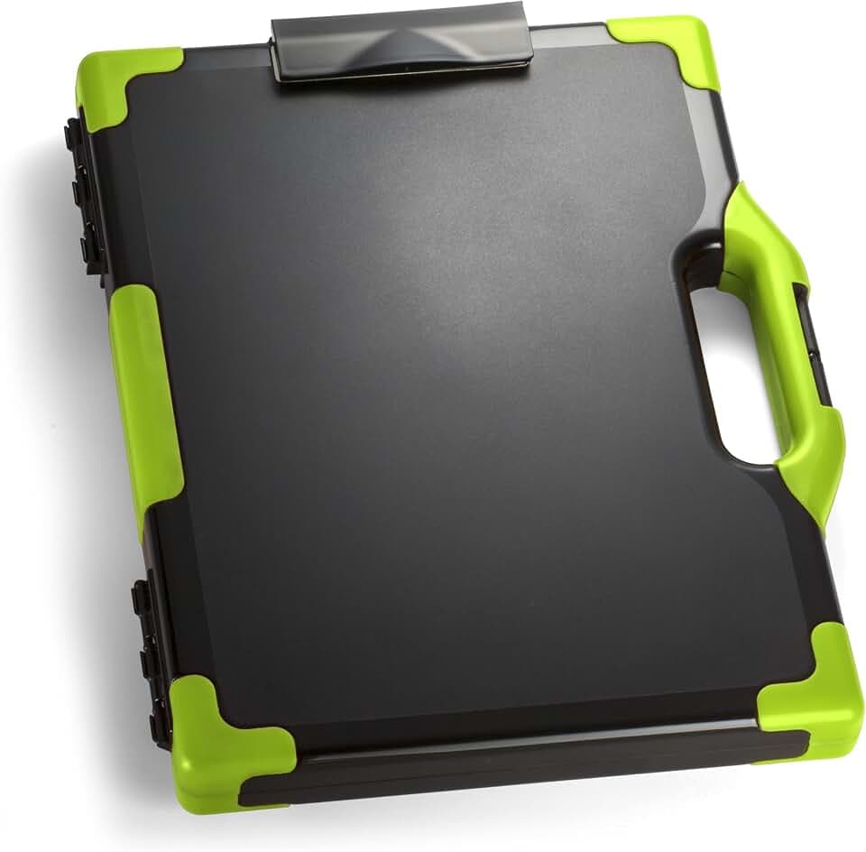 Officemate Carry All Clipboard Storage Box, Letter/Legal Size, Black & Green (83325)
