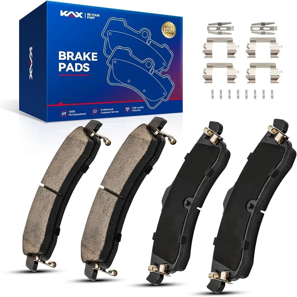 KAX Front Brake Pads Kit for Trailblazer, Envoy, Trailblazer EXT, Envoy XL, Rainier, Envoy XUV, SSR, Bravada, Ascender, 9-7x, D882 Ceramic Disc Brake Pads Set, 4pcs