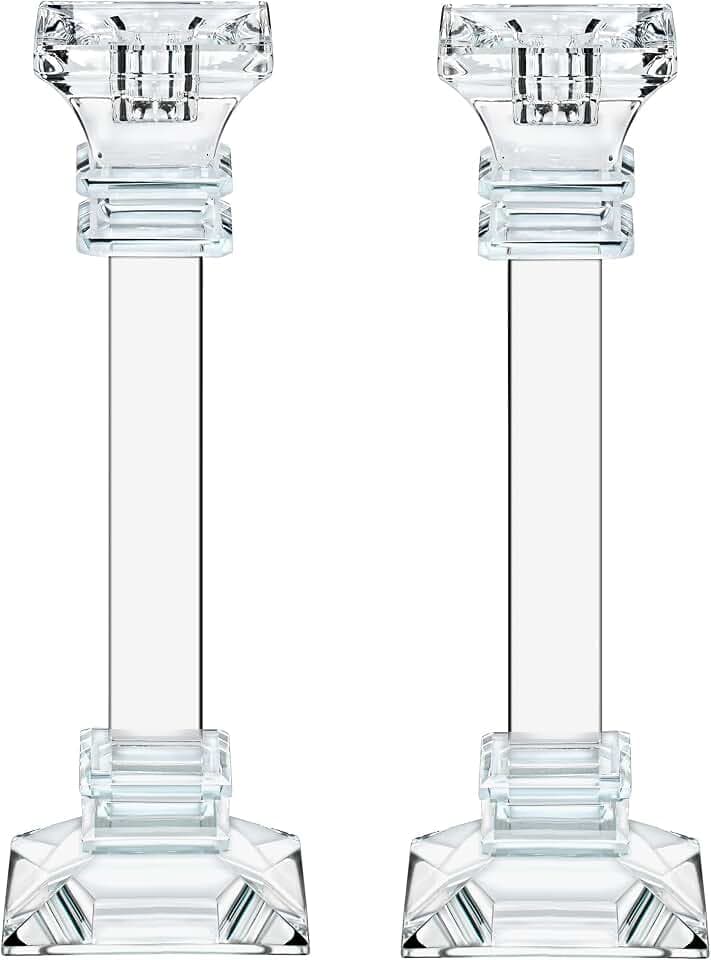 Crystal Candle Holders Set of 2-9.2" Tall Crystal Candlestick Holders - Ultra Elegant & Modern Centerpiece Home Décor