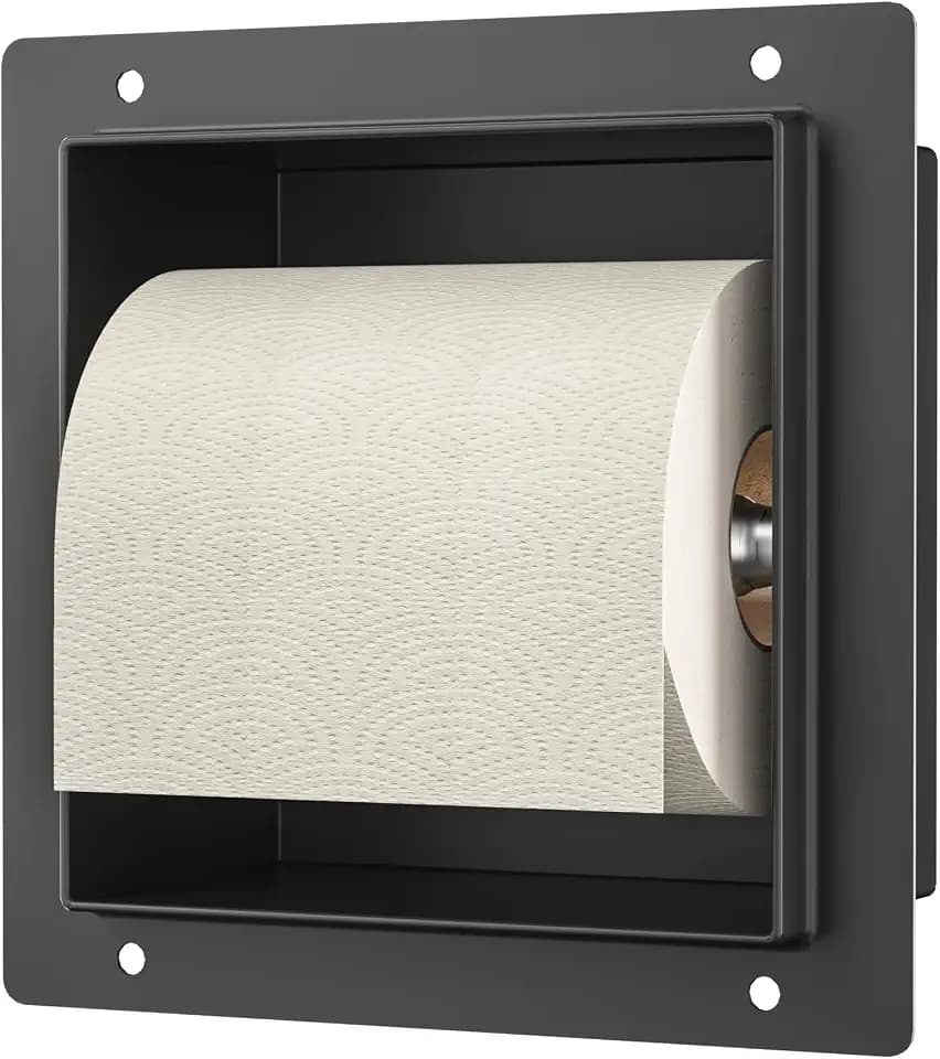 Unterputz Toilettenpapierhalter für den Badezimmerausbau, Schwarz