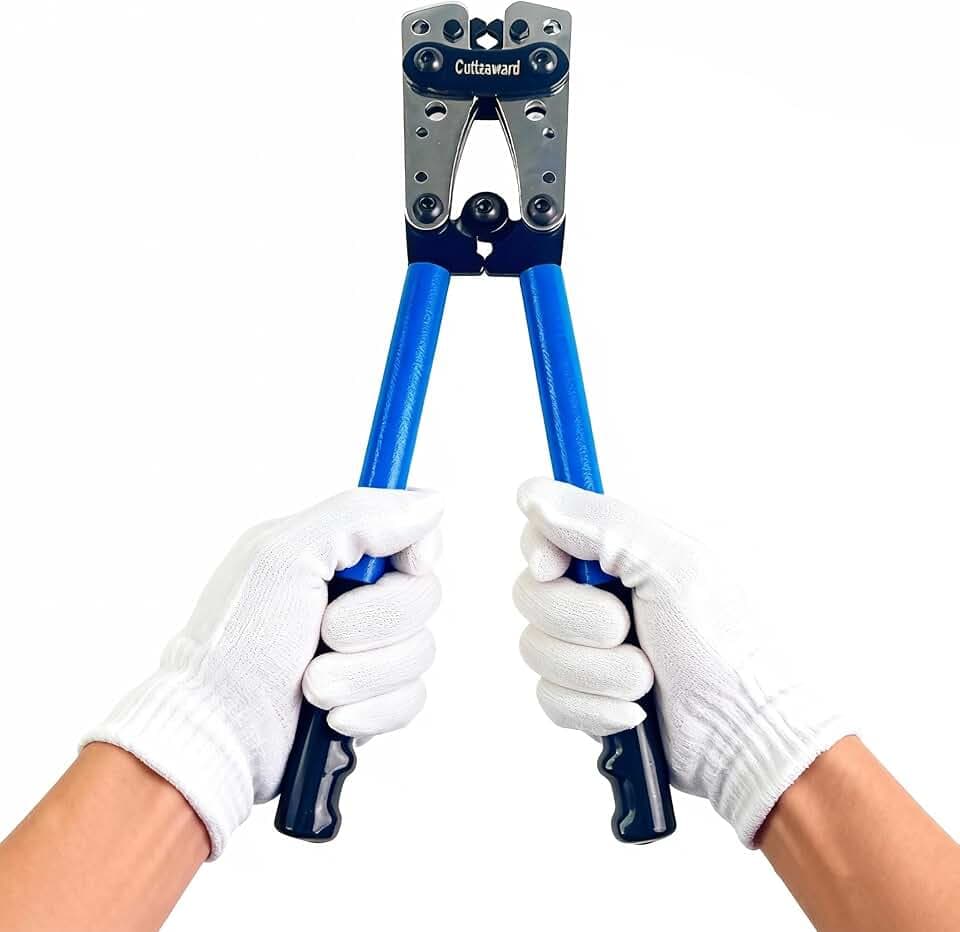 Battery Cable Lug Crimper - Heavy-Duty Wire Crimper for AWG 10-1, Hexagonal Crimping Tool with Aluminum Handle, High-Strength Steel, Wire EDM Cutting, Durable Battery Terminal Crimper for Copper Lugs