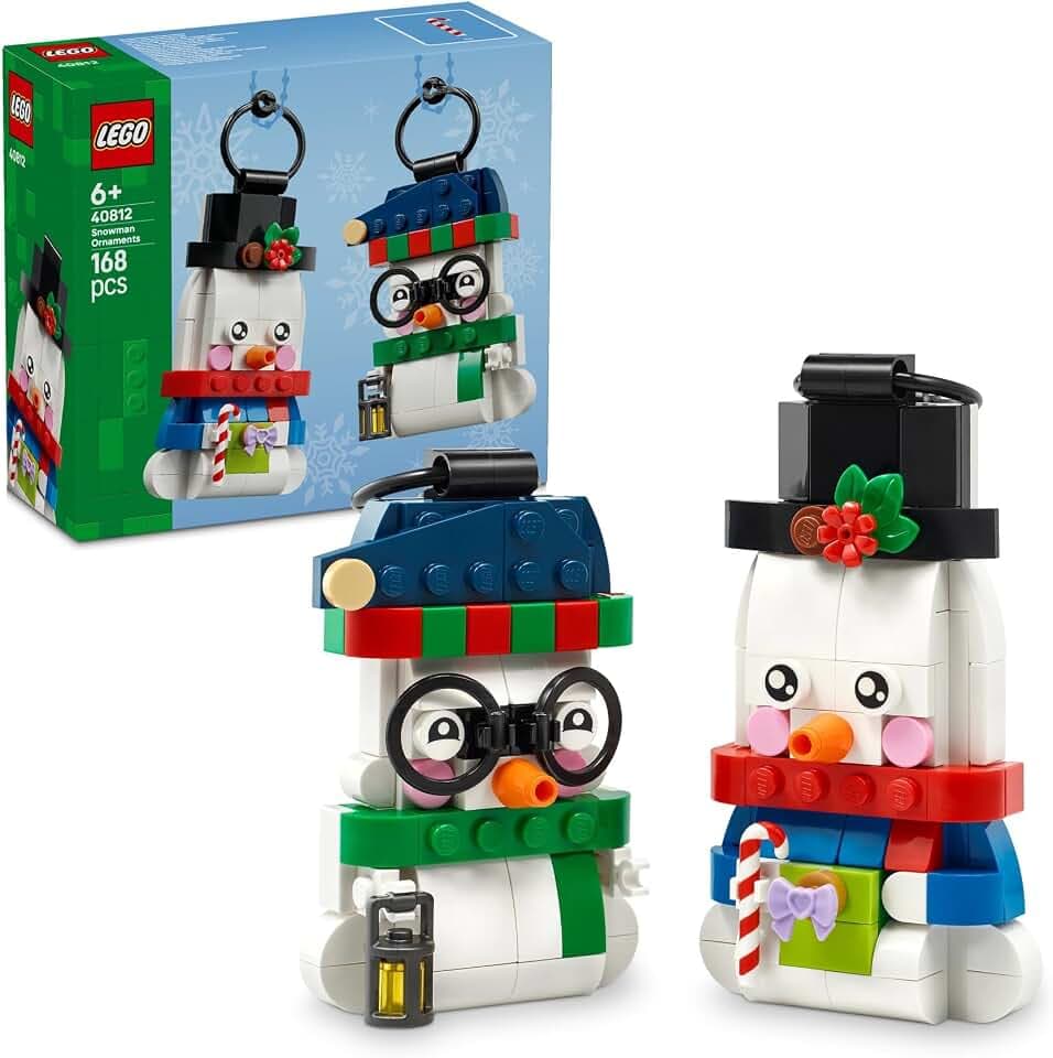 LEGO Deko-Schneemänner Spielzeug - Weihnachtlicher Modellbausatz mit 2 Figuren & Zubehör - Christbaumschmuck Dekoration - Geschenkidee für Mädchen und Jungen ab 6 Jahren - 40812