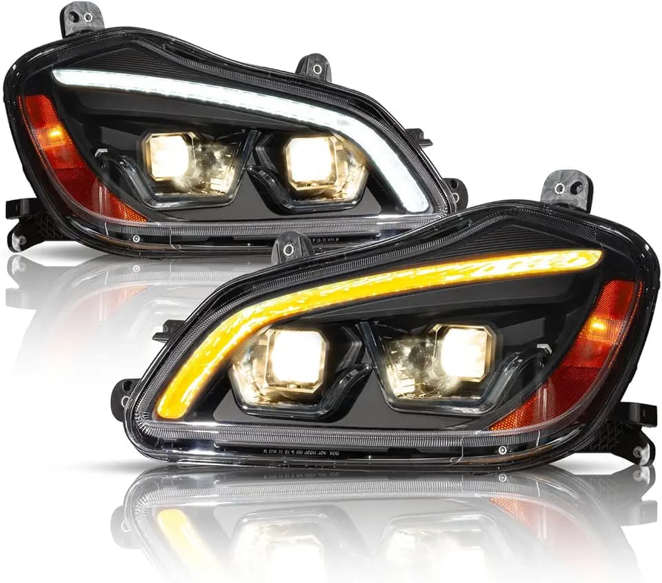 Pair Truck Headlights Fit for Kenworth T680 2013-2021, LH & RH