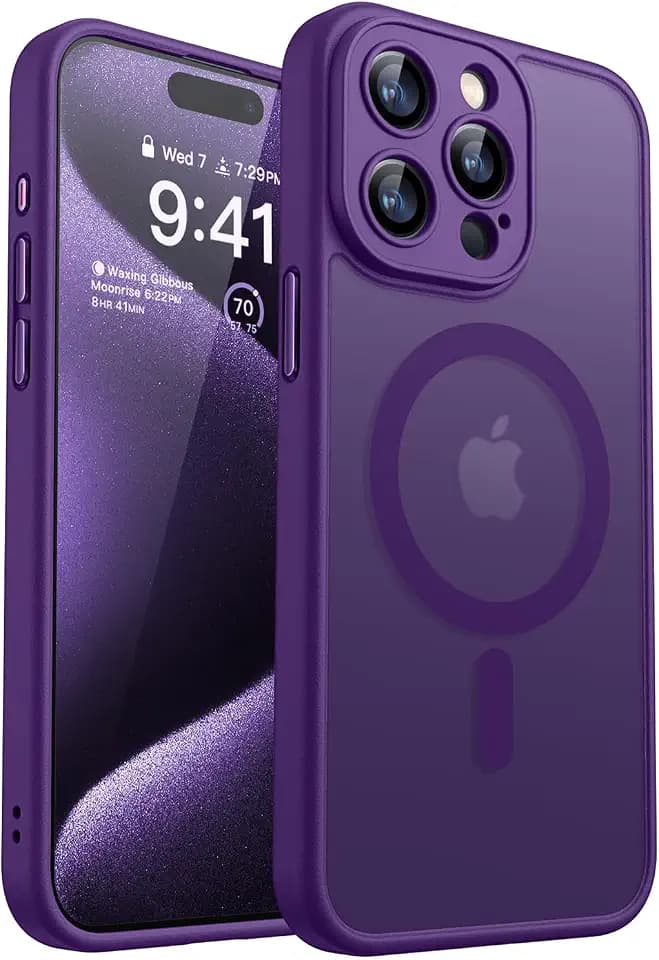 CANSHN Magnetic Shockproof for iPhone 15 Pro Case, Deep Purple