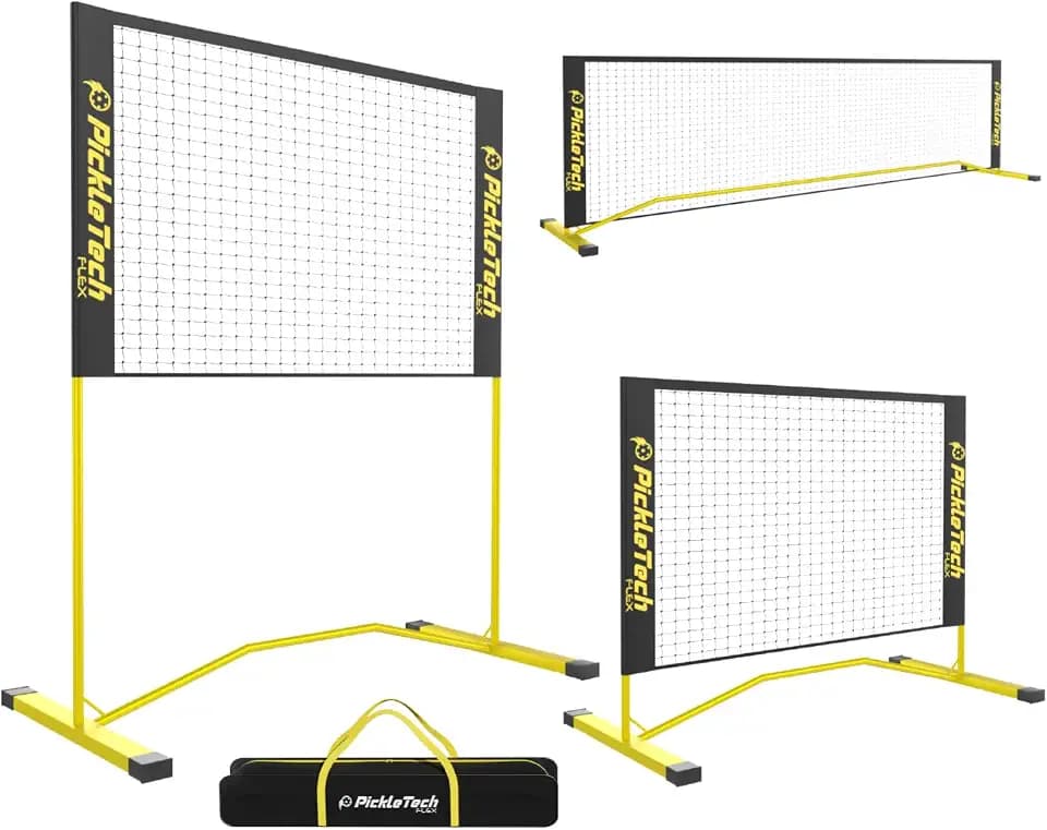 PICKLETECH 4.0 Slim Version Portable Pickleball Nets Outdoor Game 22 FT Pickleball Net-USAPA Regulation Size-Pickle Ball Net System with Carrying Bag for Driveway