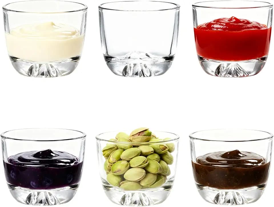 6er-Pack kleine Glasschalen, 105 ml Dip-Schalen, Ø 7 cm, Zutaten-Vorbereitungsschale zum Kochen, kleine Gläser, Saucenschale klein für Gewürze, Vorspeisen, spülmaschinenfest