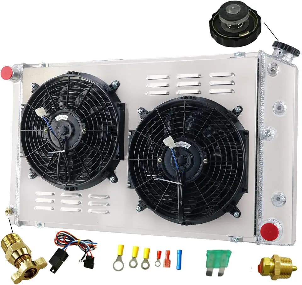 3 Row Aluminum Radiator Shroud Fan for 1970-1981 Chevy Camaro 78-87 Monte Carlo 70 71 72 Chevelle 78-83 Malibu 75-79 Nova 75-79 Buick Skylark