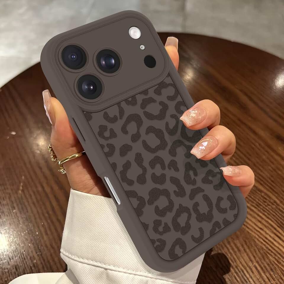 für iPhone 17 Pro Leopard Hülle, Weich Dünn Silikon Handyhülle mit Bunt Leoprint Muster Motiv für Frau Mädchen Mann Junge Stoßfest Kratzfest Kameraschutz Schutzhülle Slim Case Cover - Braun