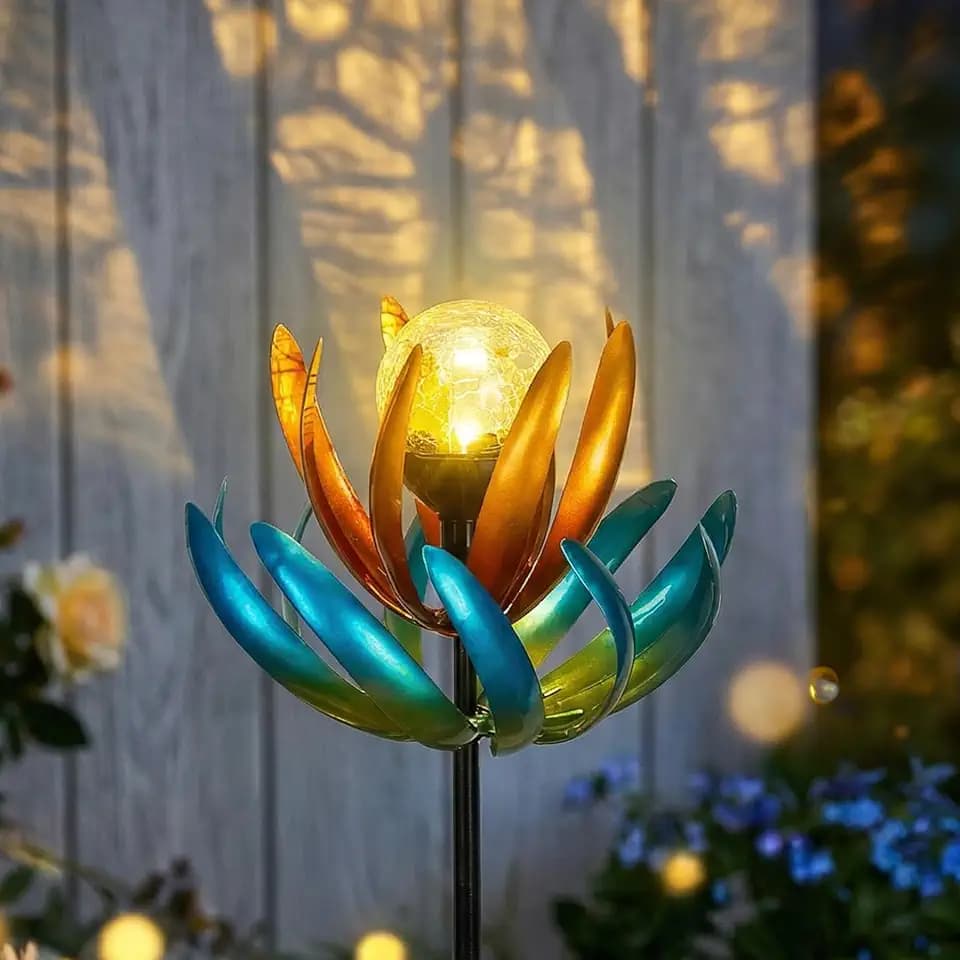 Solar Wind Spinners Outdoor, Metal Garden Windmill for Yard Decoration