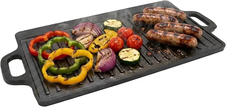 Coghlan's Cast Iron Griddle – Reversible Pre-Seasoned Camping Cookware for Grilling, Frying, and Outdoor Cooking – Durable and Versatile Skillet Pan, 18 x 9 Inches