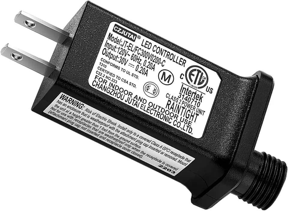 30V 0.2A Replacement LED Transformer Model JT-EL/FC300V0200-C Class 2 Power Supply IP44 LED Light Controller Low Voltage Transformer for Halloween Christmas String Light Inflatable Decorations