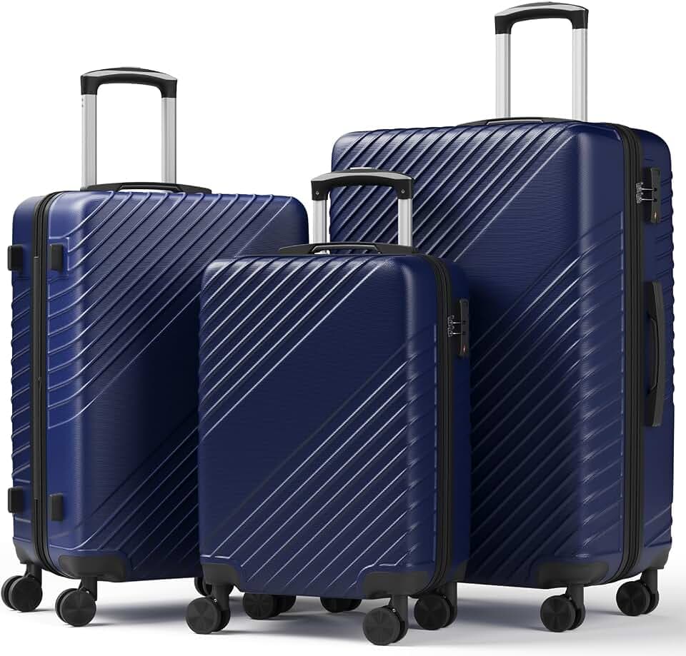 Luggage Sets 3 Piece - Expandable Hardside Suitcases with 360° Spinner Wheels, TSA Lock, Airline-Approved Durable ABS Hardshell for Lightweight Travel & Business