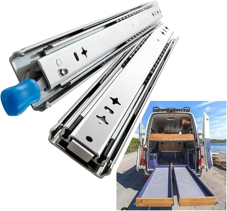 Schubladenschienen 1000 mm | Maximale Traglast 120 kg | 3-Sektion Abnehmbar Schubladen Schiene | Schwerlast Schubladen Läufer mit Schloss | Seitenmontage 1 Paar
