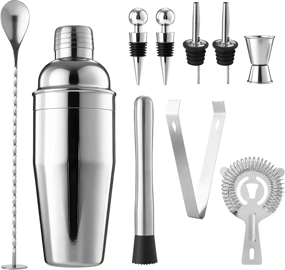 10 Stück Cocktail Shaker Set,750 ML Stainless Steel Cocktail Shaker Mixer,Professional Bartender Accessories, Ideal für Home Entertainment, Barbetrieb und Partys