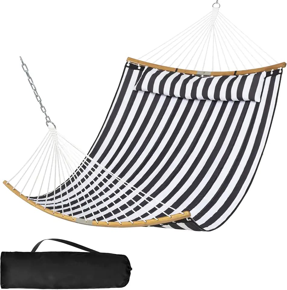 SUNCREAT Hammocks for Outside Tree Hammock for Outdoor, Black Stripes