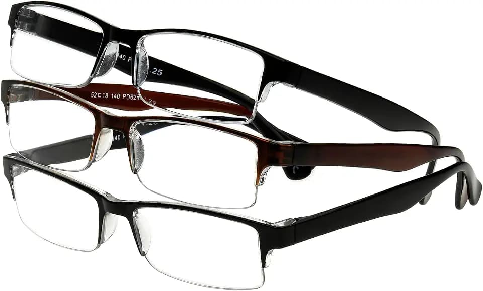 Foster Grant Men's Pete 3-Pack Rectangle Reading Glasses