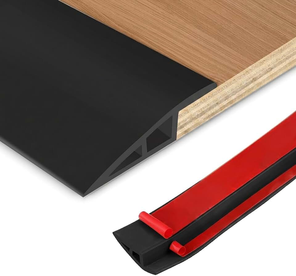 Floor Transition Strip Vinyl Door Threshold Ramp Self Adhesive Carpet Edging Strip Doorway Edge Trim, Overlap Edge Reducer for Laminate Carpet, Floor, Tile (Black, 1/5" to 2/5", 6.6Ft)