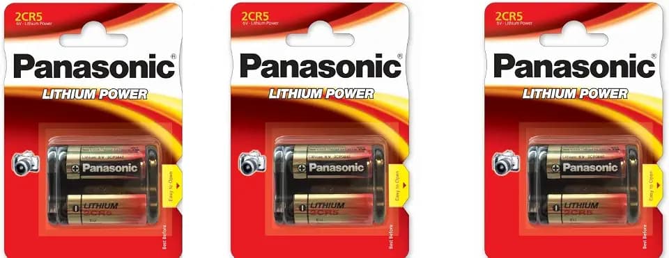 3 Panasonic 2CR5 6-Volt Photo Lithium Cylinder Batteries 2CR5M