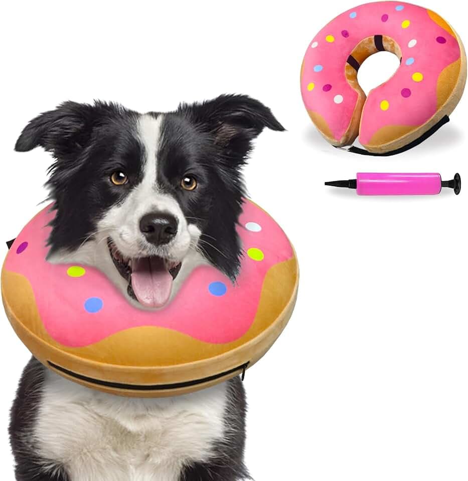 Aufblasbare Halskrause Hund, Einstellbar Hundekragen Leckschutz, Halskrause Hund Weich zur Wundheilung und Erholung nach Operationen, Hundekragen nach op der Die Sicht Nicht Blockiert, Rosa, L