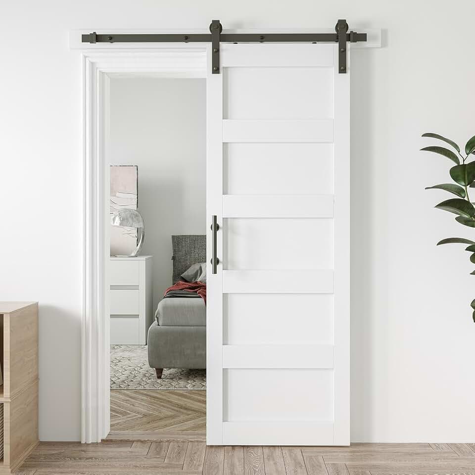 30in x 84in Sliding Barn Door 5 Panel with Water-Proof PVC Surface