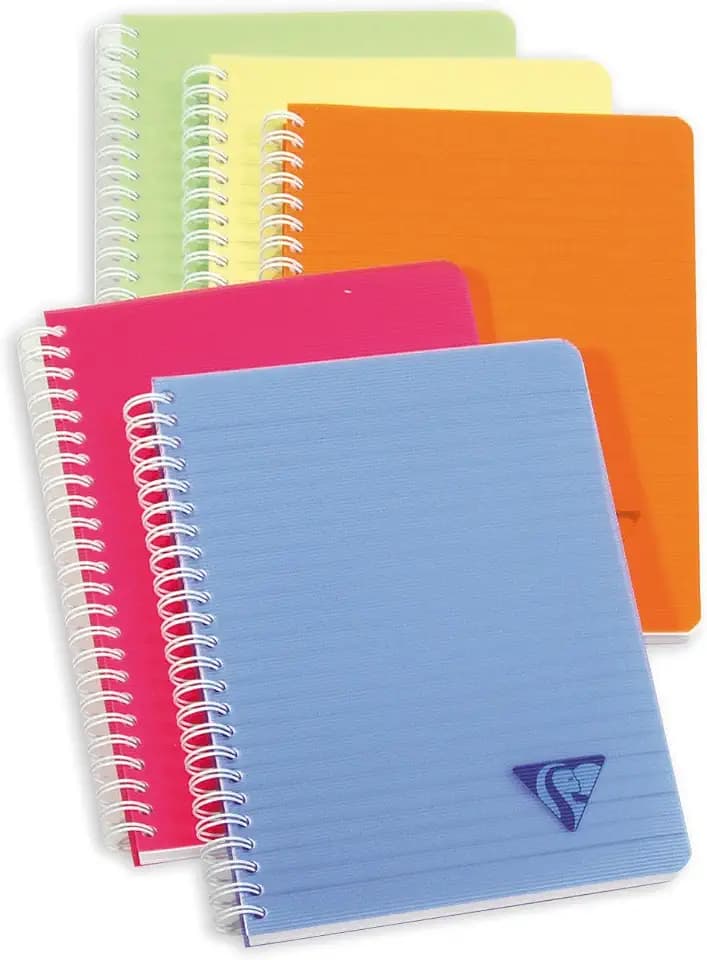 Clairefontaine 328546C - Notizheft Linicolor FRESH, mit Doppelspirale DIN A5, 90 Blatt 90g, liniert, Einband aus gerilltem Polypropylen, farbig sortiert, 1 Stück