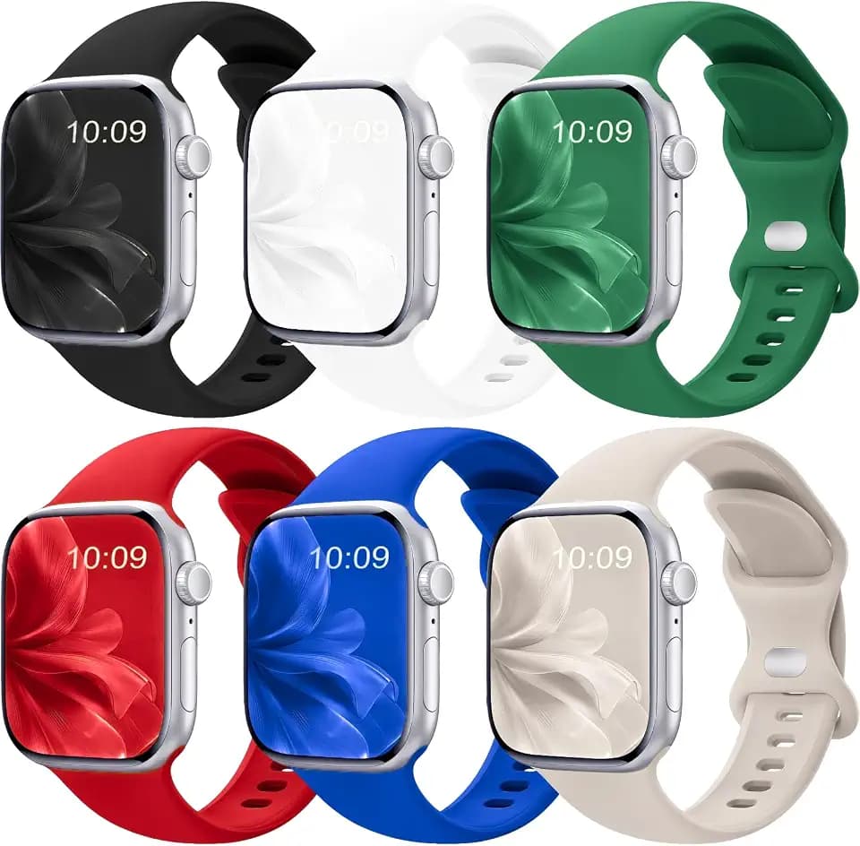 6 Pack Silicone Sport Bands Compatible with Apple Watch Band Women Men