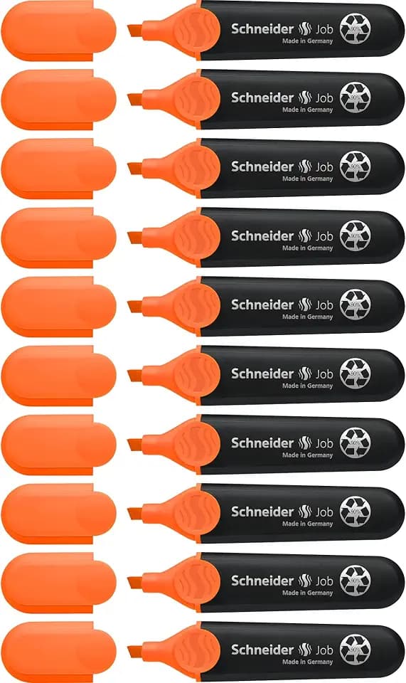 Schneider Job 150 Textmarker (aus recyceltem Kunststoff, ausgezeichnet mit Der blaue Engel) 10er Pack orange