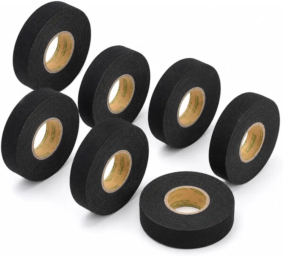 7 Stück KFZ Gewebeband Schwarz, 19mm x 15m Kabelbaum Klebeband