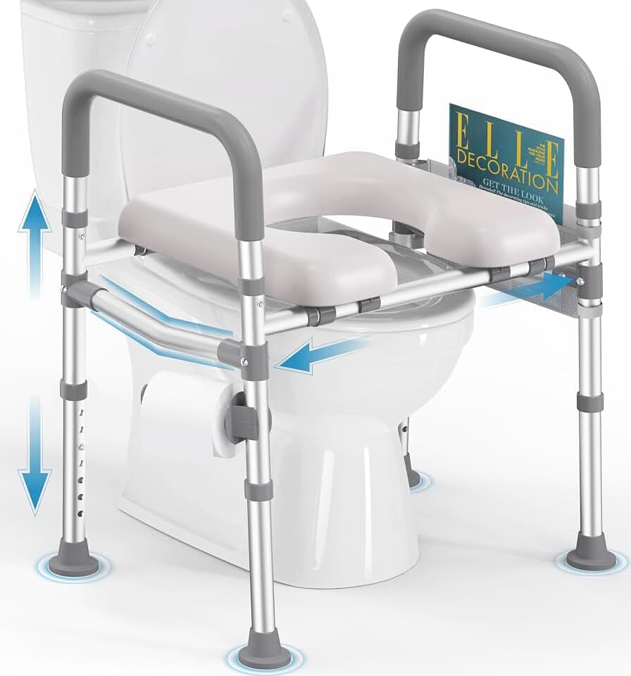HOMLAND Toilet Seat Risers for Seniors with Handles, Dual-Crossbar, 400lb