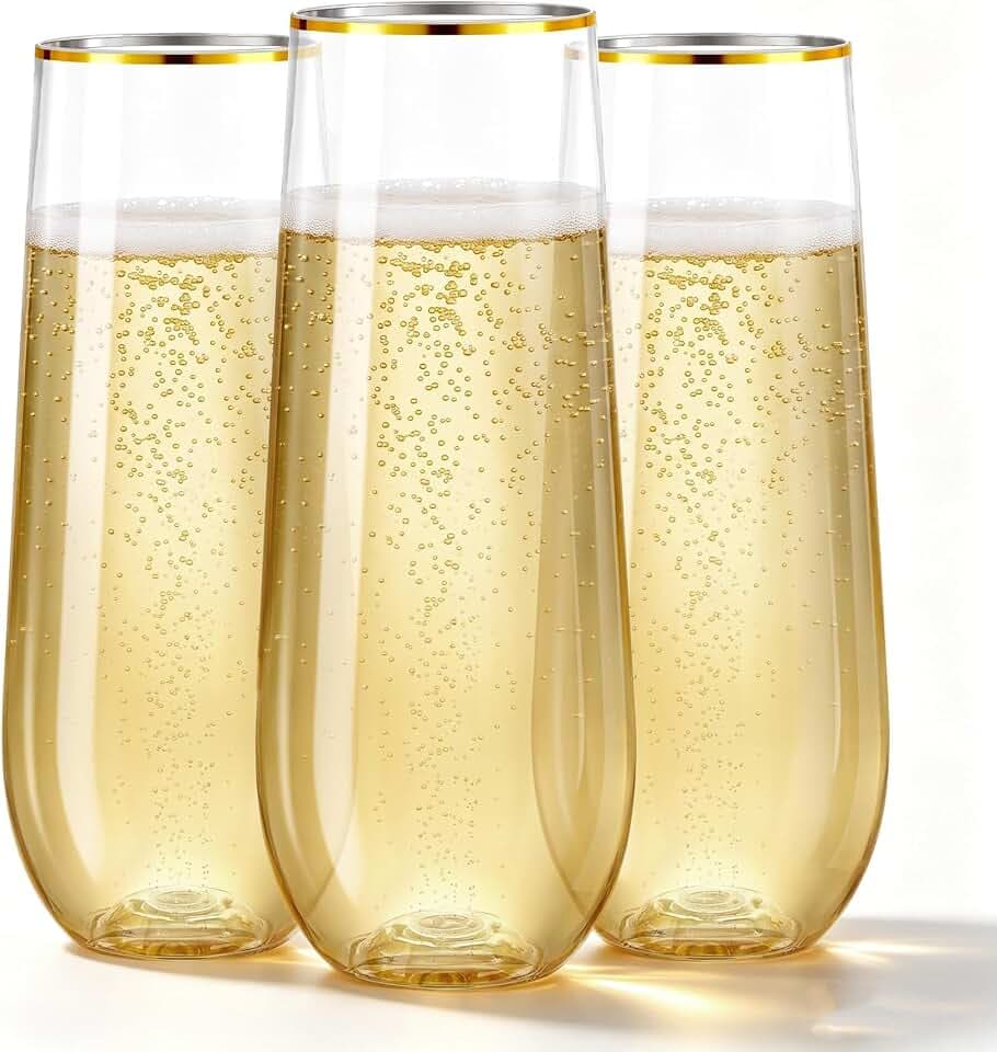 N9R 36PCS Plastic Champagne Flutes, 9 oz Disposable Stemless Mimosa Glasses