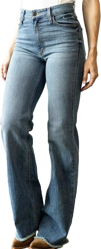 Kimes Ranch Women's Olivia Casual Western High Rise Waist Stove Pipe & Wide Leg Raw Hem Denim Jeans