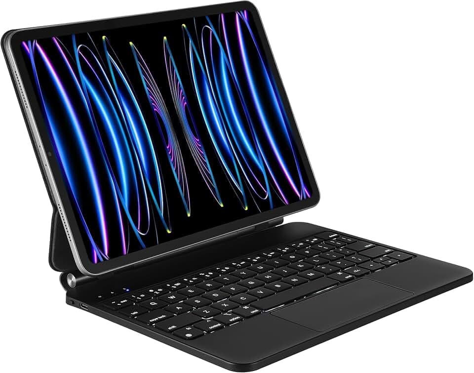 Magic Keyboard für 12.9'' iPad Pro (2022 6. Gen/ 2021 5. Gen/ 2020 4. Gen/ 2018 3. Gen) QWERTZ-Layout, Freischwebendes Stand Design, Magnetische Tastatur Hülle mit Trackpad