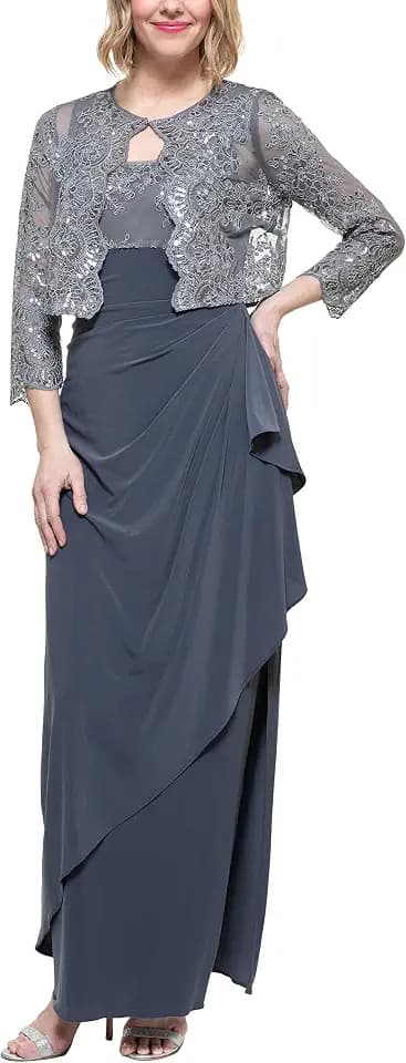 Alex Evenings Women's Empire Waist Bolero Jacket Dress (Petite and Regular Sizes)