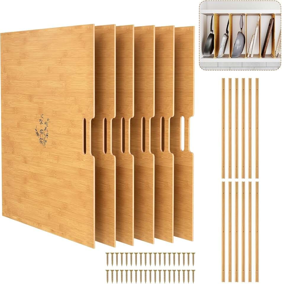 6 Tier Wooden Tray Dividers for Cabinets
