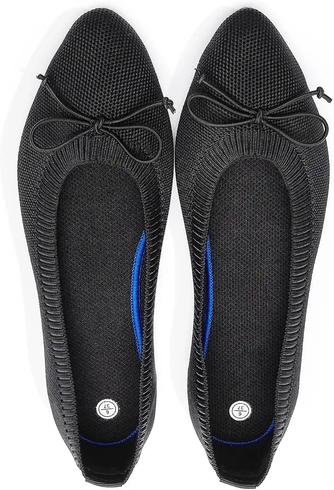 Shupua Women's Flats Black Flats Shoes Pointed Toe Ballet Flats Comfortable Bow Girls Flats Dressy