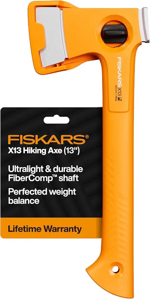 Fiskars X13 Ultralight Hiking Axe 13", Camping Hatchet, Forged Steel Blade