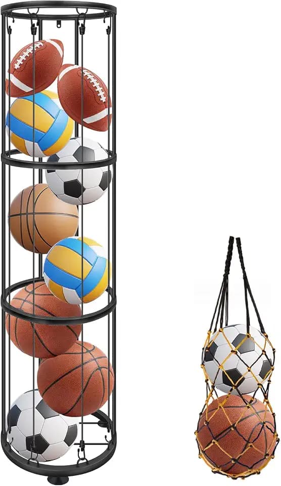 3 Layer Ball Storage Rack Vertical Wall Mount, Garage Basketball Holder