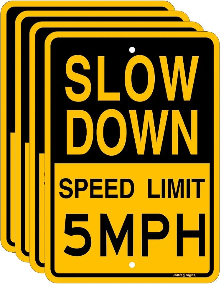 Joffreg Slow Down Speed Limit 5 MPH Sign,17 x12 Inches,Reflective Aluminum (4 Pack)